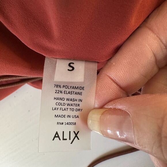 Alix NYC Rust Avon Asymmetrical Neckline One-Shoulder Spaghetti Strap Crop S - Picture 9 of 13